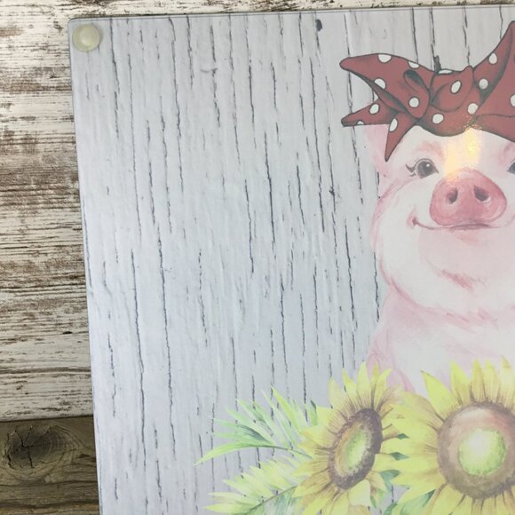 OOPS - Sunflowers Bandana Pig Glass Cutting Board - Picture 8 of 9